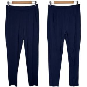 Eileen Fisher System Viscose Jersey Easy Pant Woman's Small Ankle Length In Navy